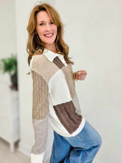 Cozy Connections Patchwork Sweater