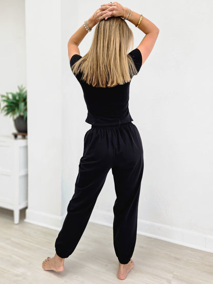 Surplice Scoop Neck and Jogger SET