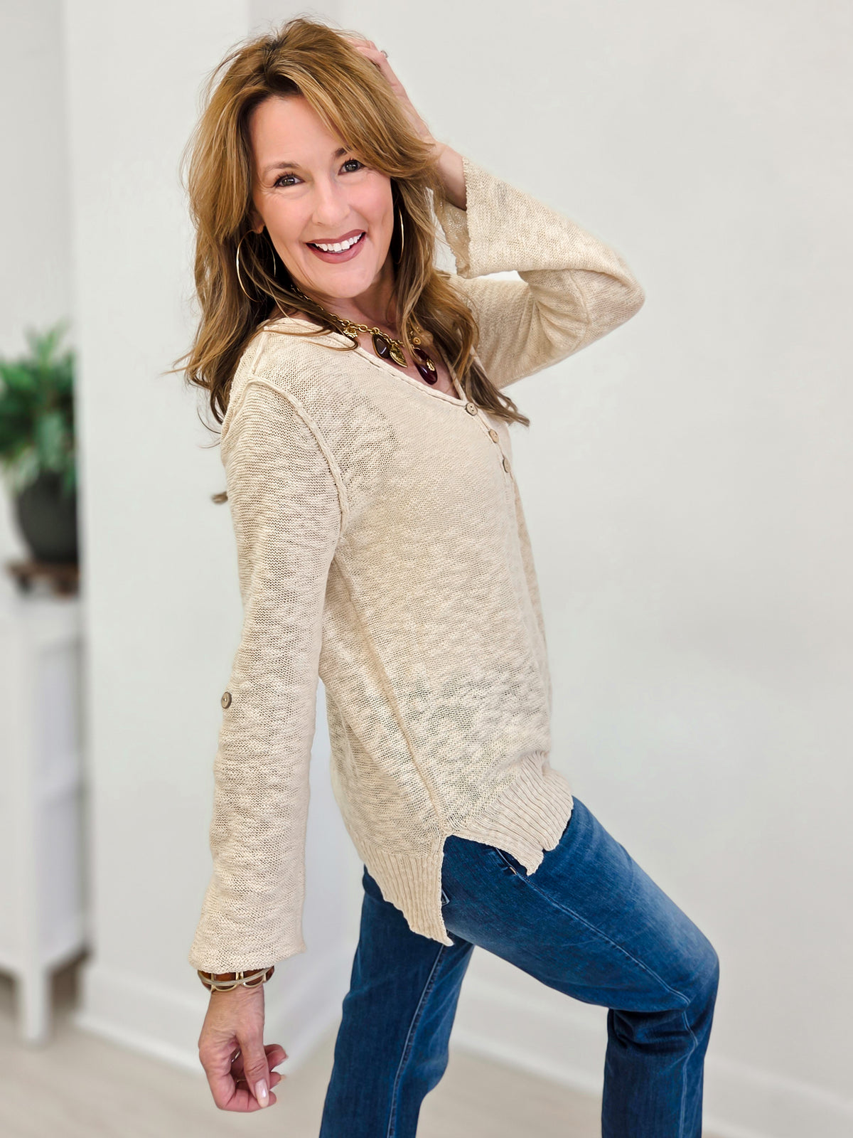 Slub Yarn Light Sweater