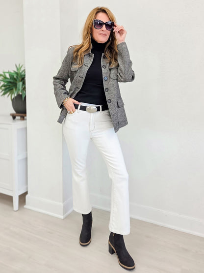 Judy Blue BLESS YOUR FLARE High Rise White Kick Flare Jeans