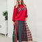 Christmas Multi Tartan Color Block Maxi Skirt