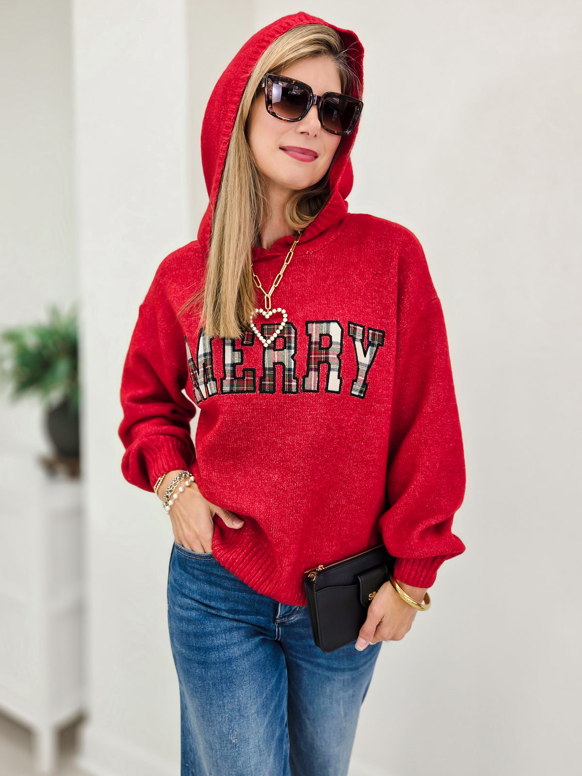 Merry Patchwork Oversized Hoodie Sweater