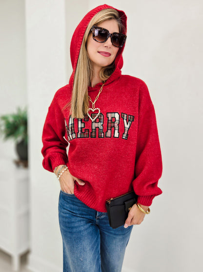 Merry Patchwork Oversized Hoodie Sweater