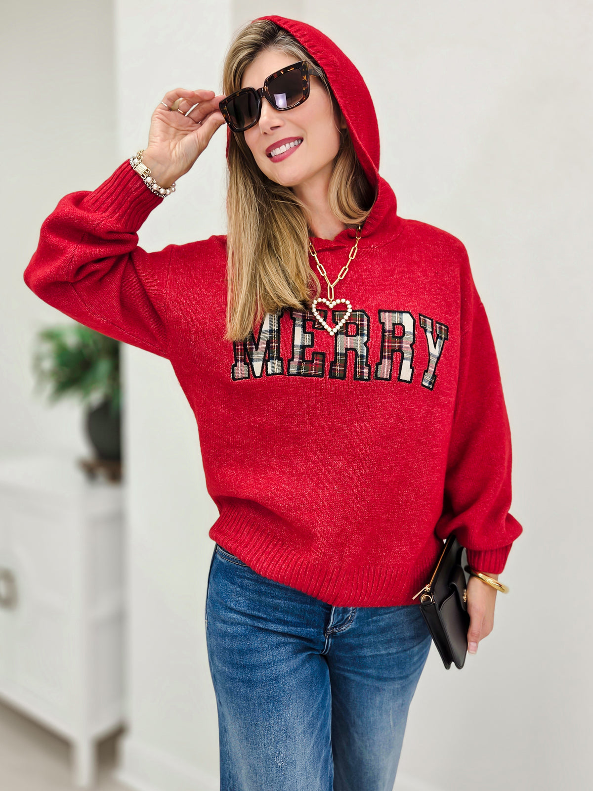 Merry Patchwork Oversized Hoodie Sweater