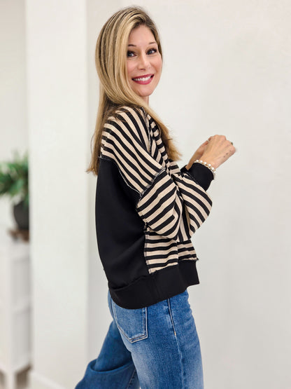 Striped Drop Shoulder Pullover Sweatshirt