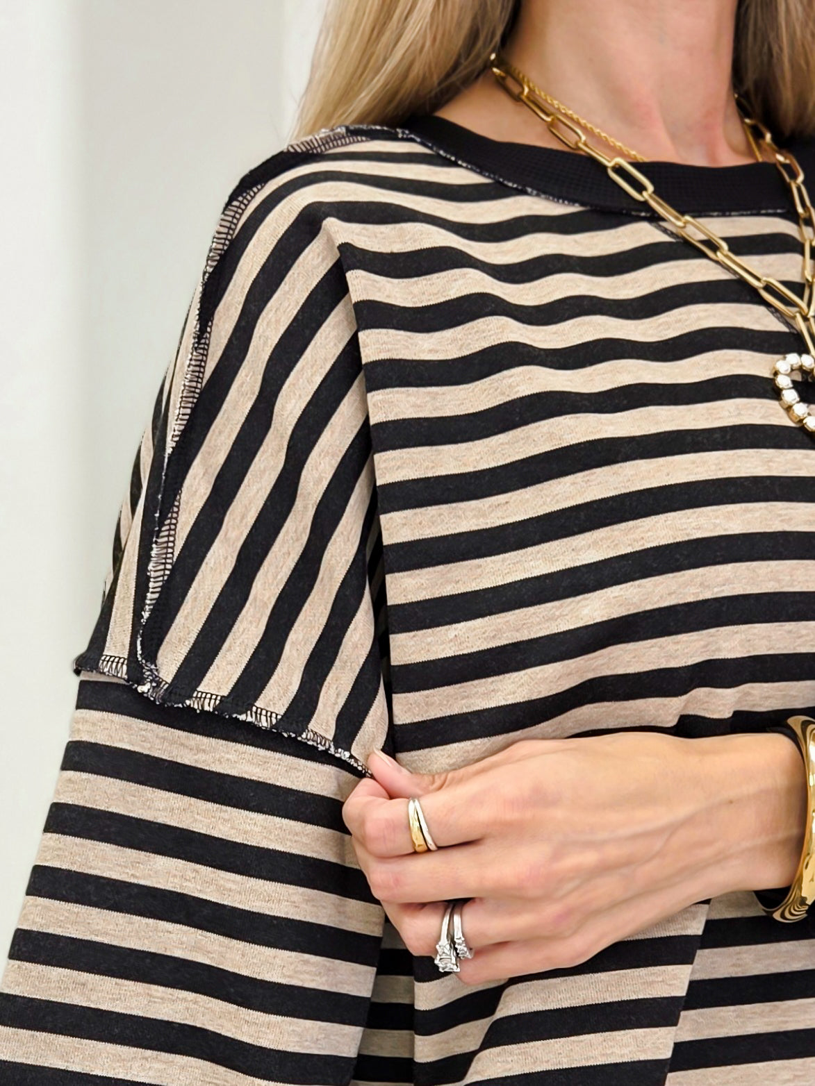 Striped Drop Shoulder Pullover Sweatshirt