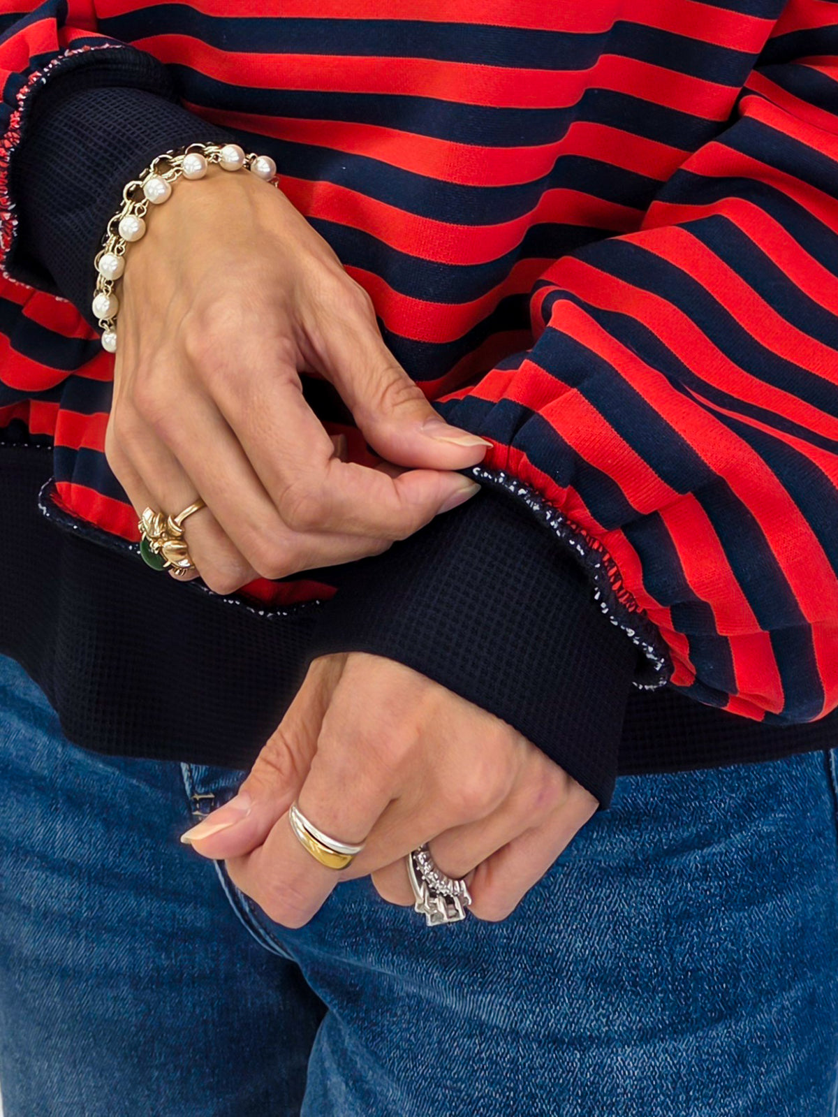 Striped Drop Shoulder Pullover Sweatshirt