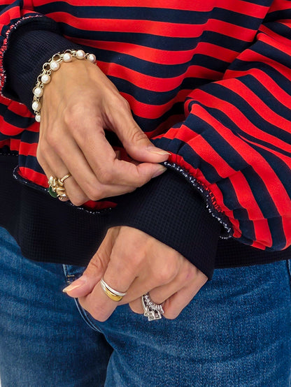 Striped Drop Shoulder Pullover Sweatshirt