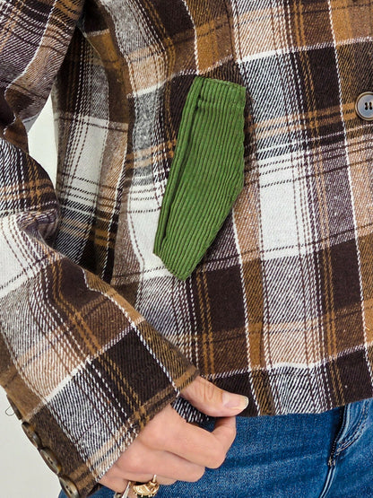 Plaid Button Front Barn Jacket