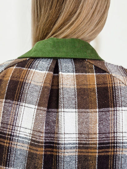 Plaid Button Front Barn Jacket