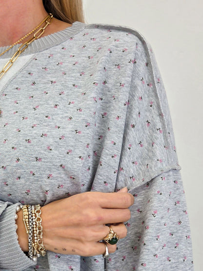 Floral Allover Print Crew Neck Sweatshirt