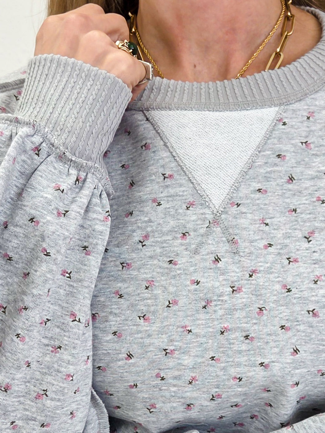 Floral Allover Print Crew Neck Sweatshirt