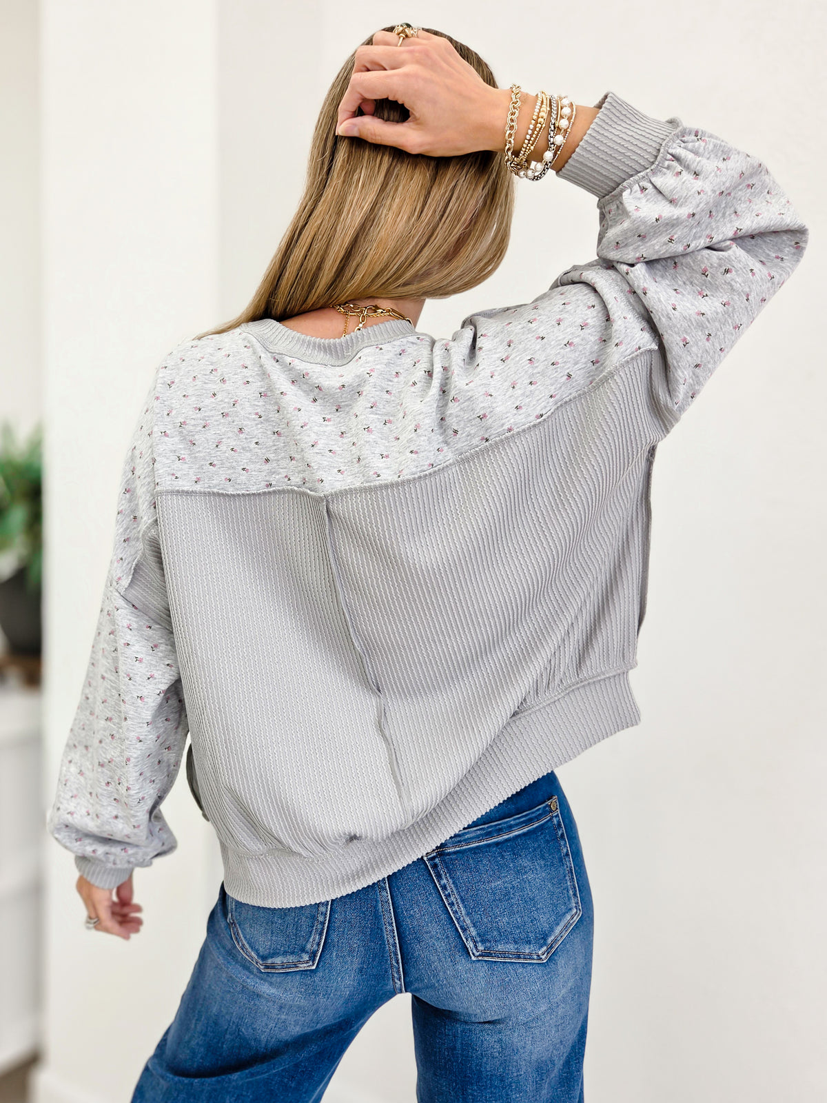Floral Allover Print Crew Neck Sweatshirt