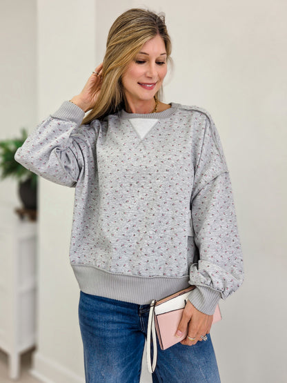 Floral Allover Print Crew Neck Sweatshirt