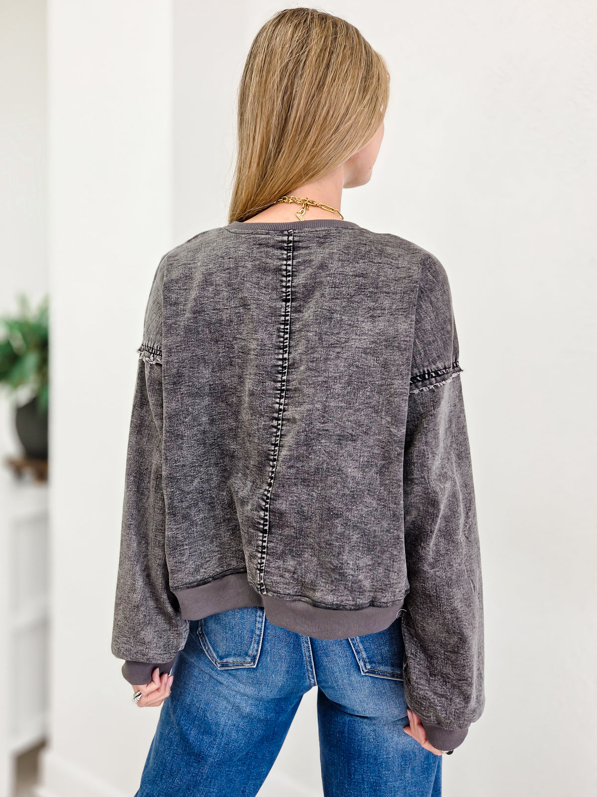 Washed Flower Patch Oversized Sweatshirt