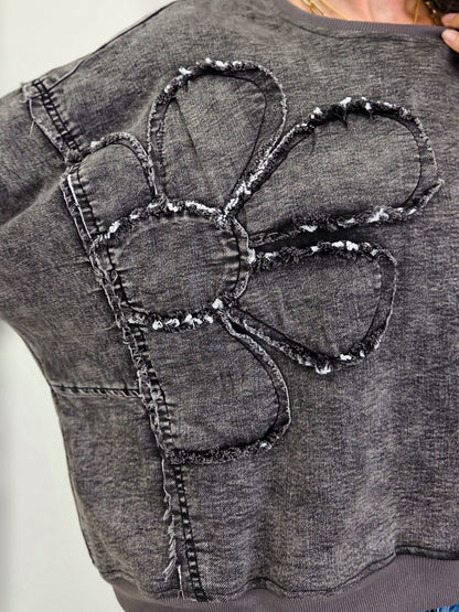 Washed Flower Patch Oversized Sweatshirt