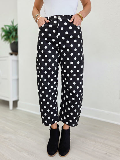 Polka Dot High Rise Straight Leg Pants