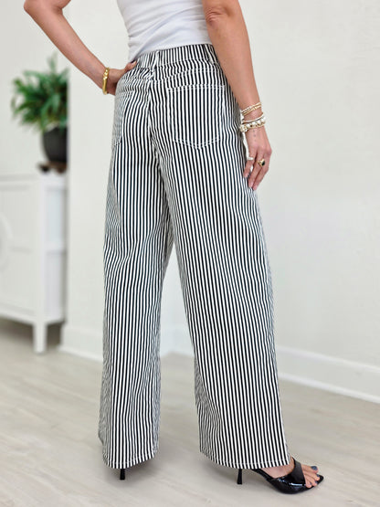 High-Rise Wide-Leg Railroad Stripe Pants