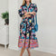 Floral And Paisley Tiered Midi Dress With Ruffled Trim