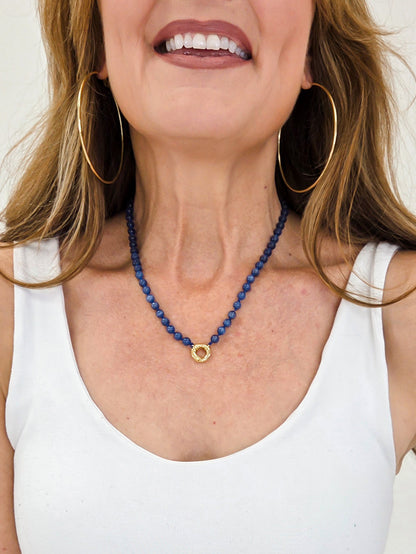 Beads Necklace  #4 Navy Size 18" length