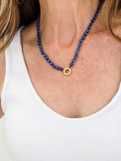 Beads Necklace  #4 Navy Size 18" length