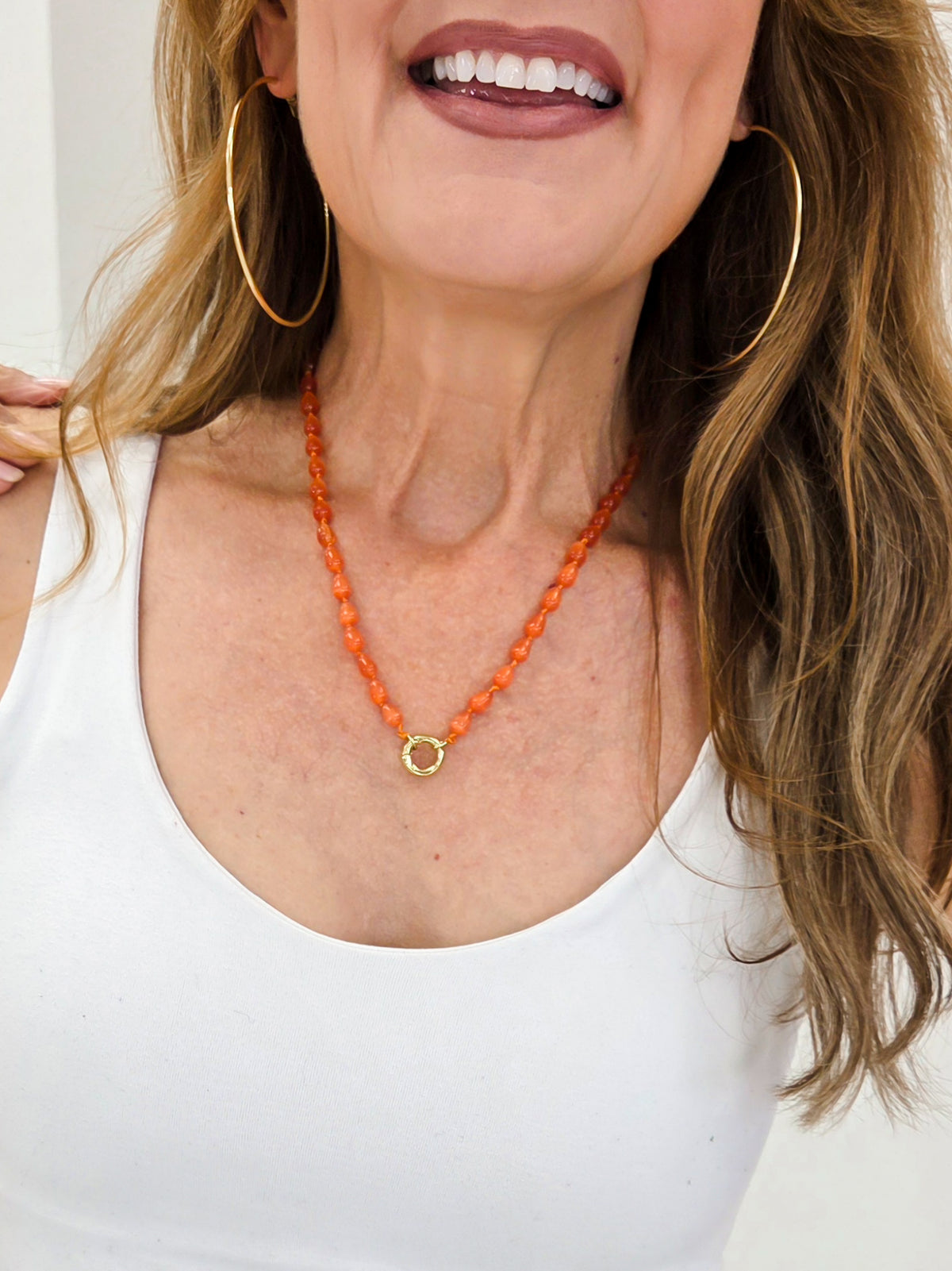 Beads Necklace  #1 Burnt Orange Size 18" length