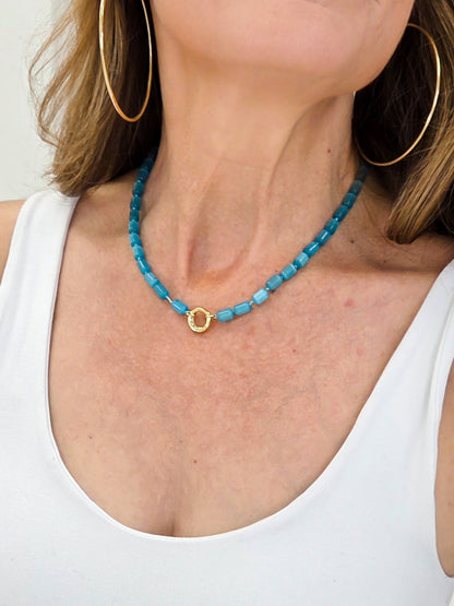 Beads Necklace  #7 Blue Size 18" length
