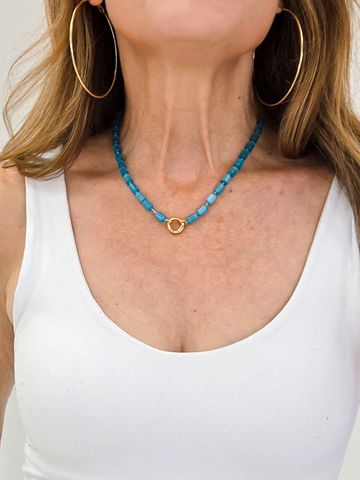 Beads Necklace  #7 Blue Size 18" length