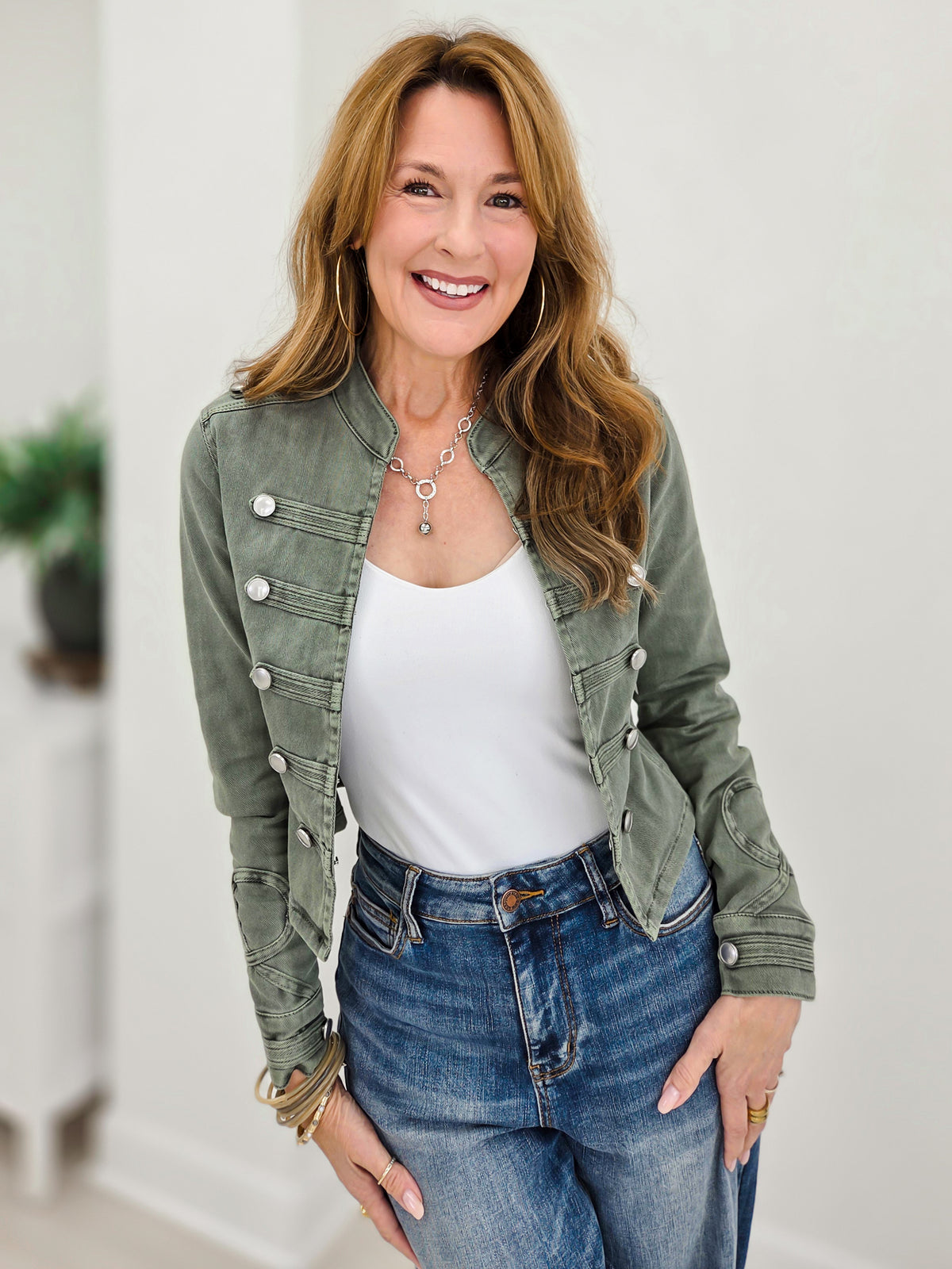 Military Double Button Stretch Cotton Jacket