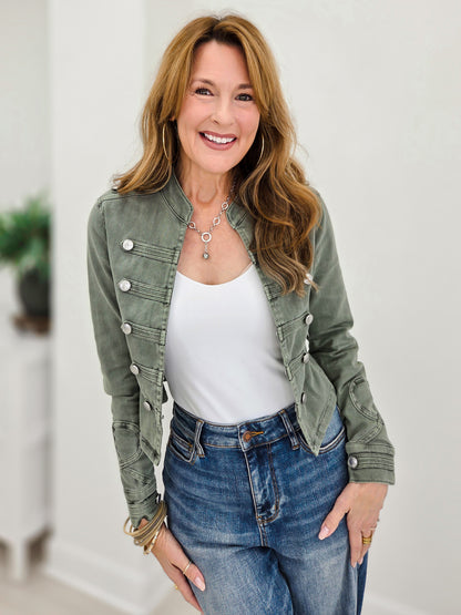 Military Double Button Stretch Cotton Jacket