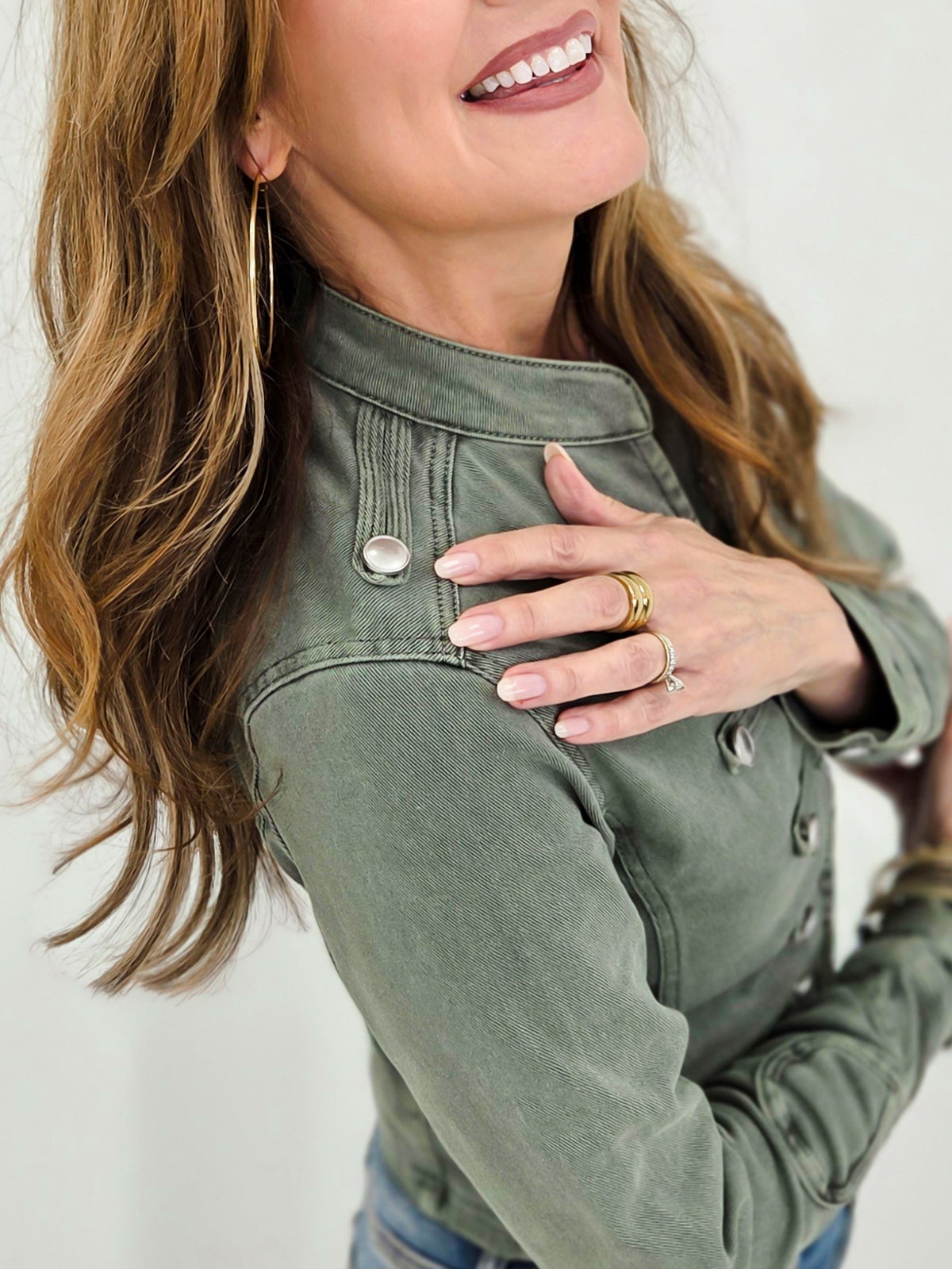Military Double Button Stretch Cotton Jacket