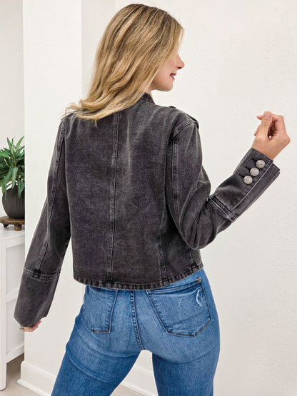 Washed Denim Napoleon Jacket
