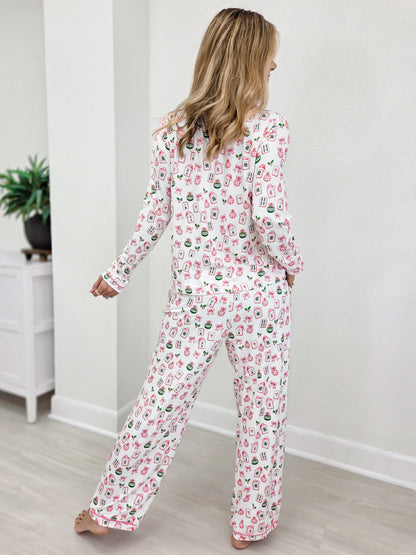 Pink Mahjong Christmas Pajama Set