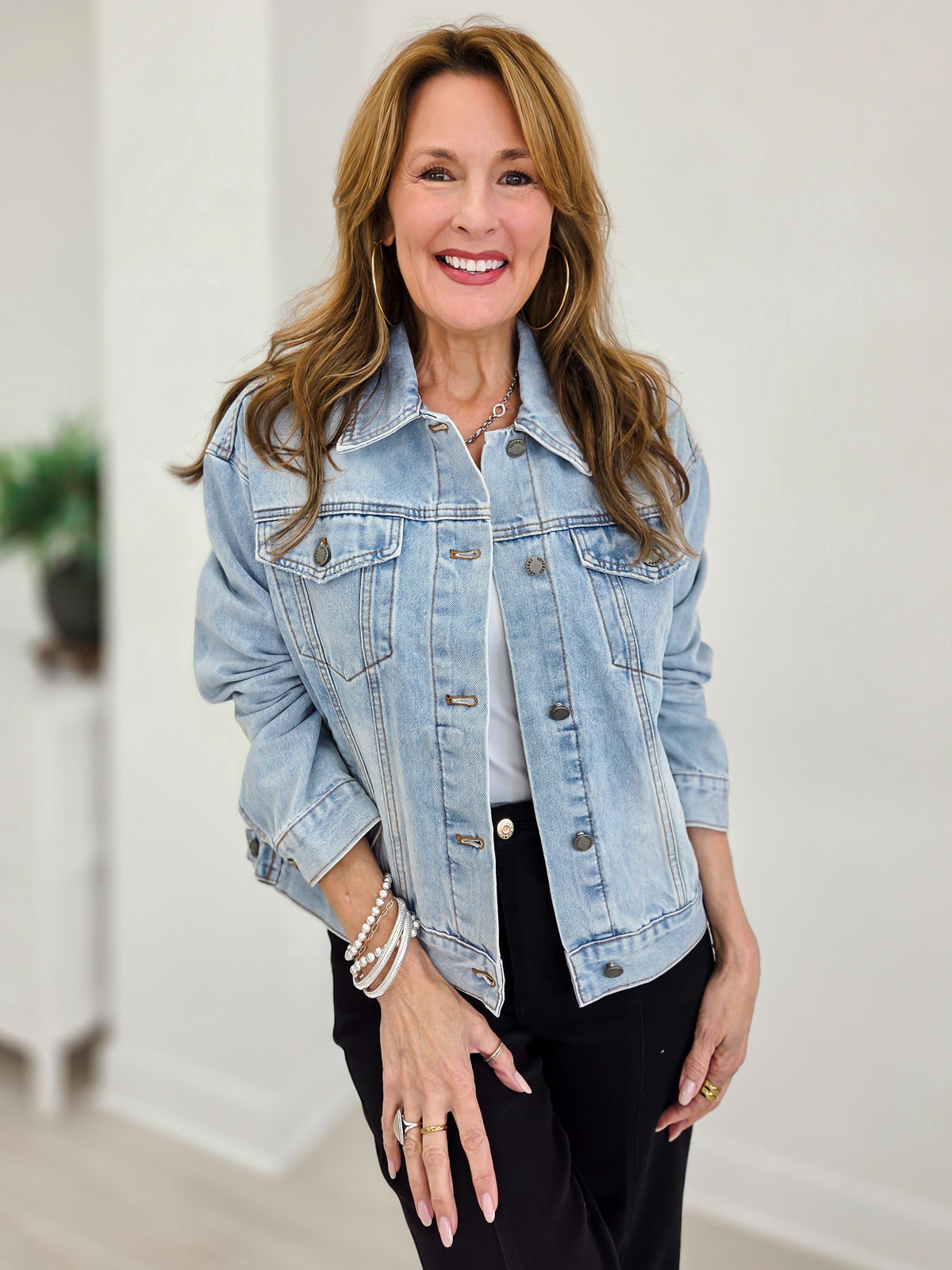 Classic Denim Jacket with Back Tiger Patch Print
