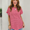 Scallop Trim Stripe Knit Top