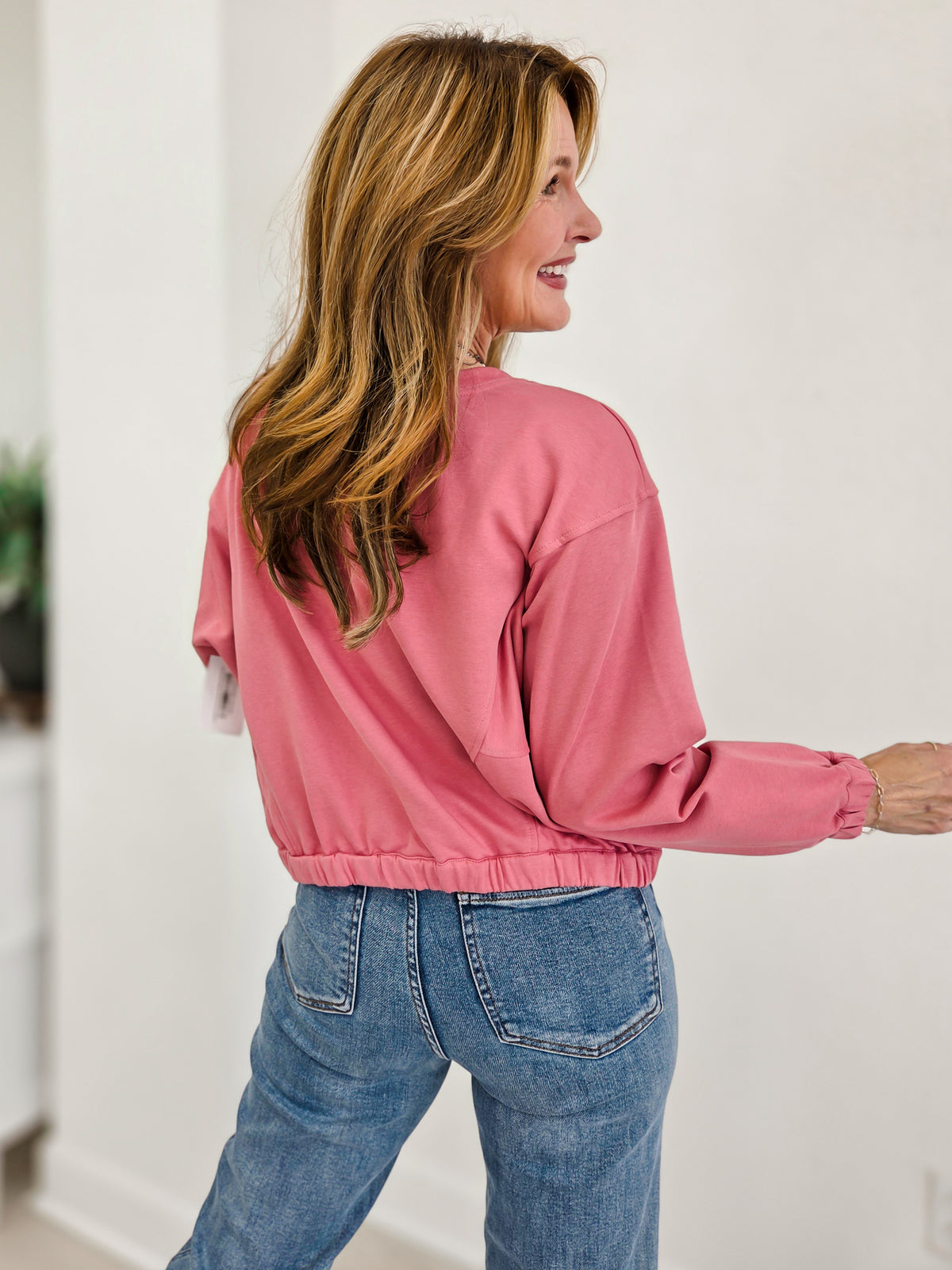 Cotton Long Sleeve Wide Neck Top