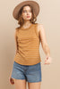 Striped Rib Round Neck Top