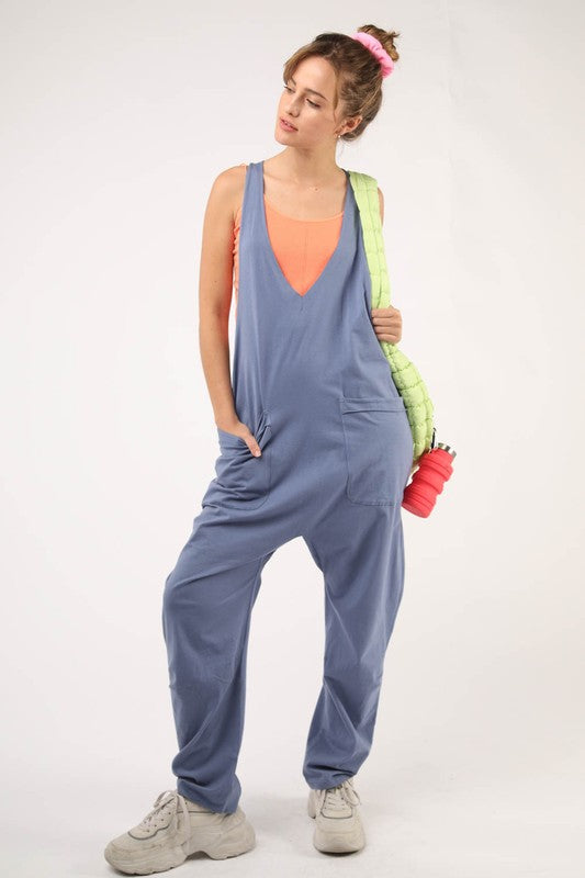 Casual Loose Fit Solid Knit Baggy Jumpsuit