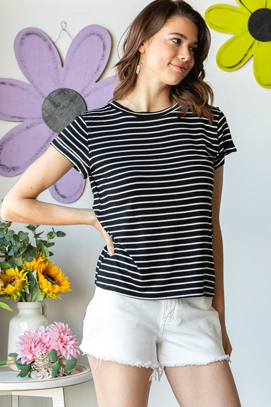 Striped Slim Fit Short Sleeve Top