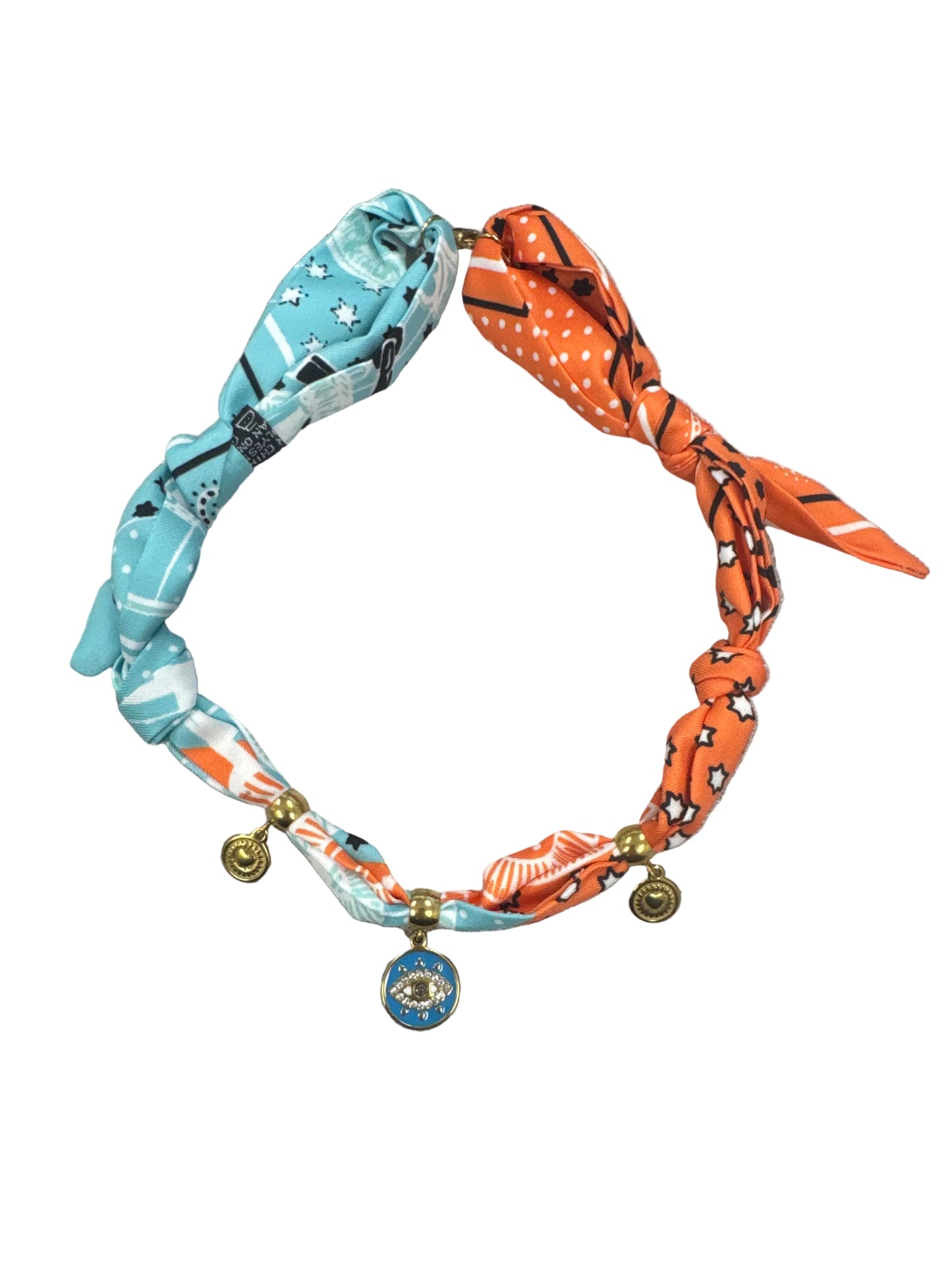 Evil Eye Charm Knotted Scarf Necklace