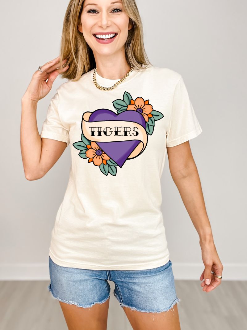Tattoo Heart Custom Mascot Game Day Graphic Tee