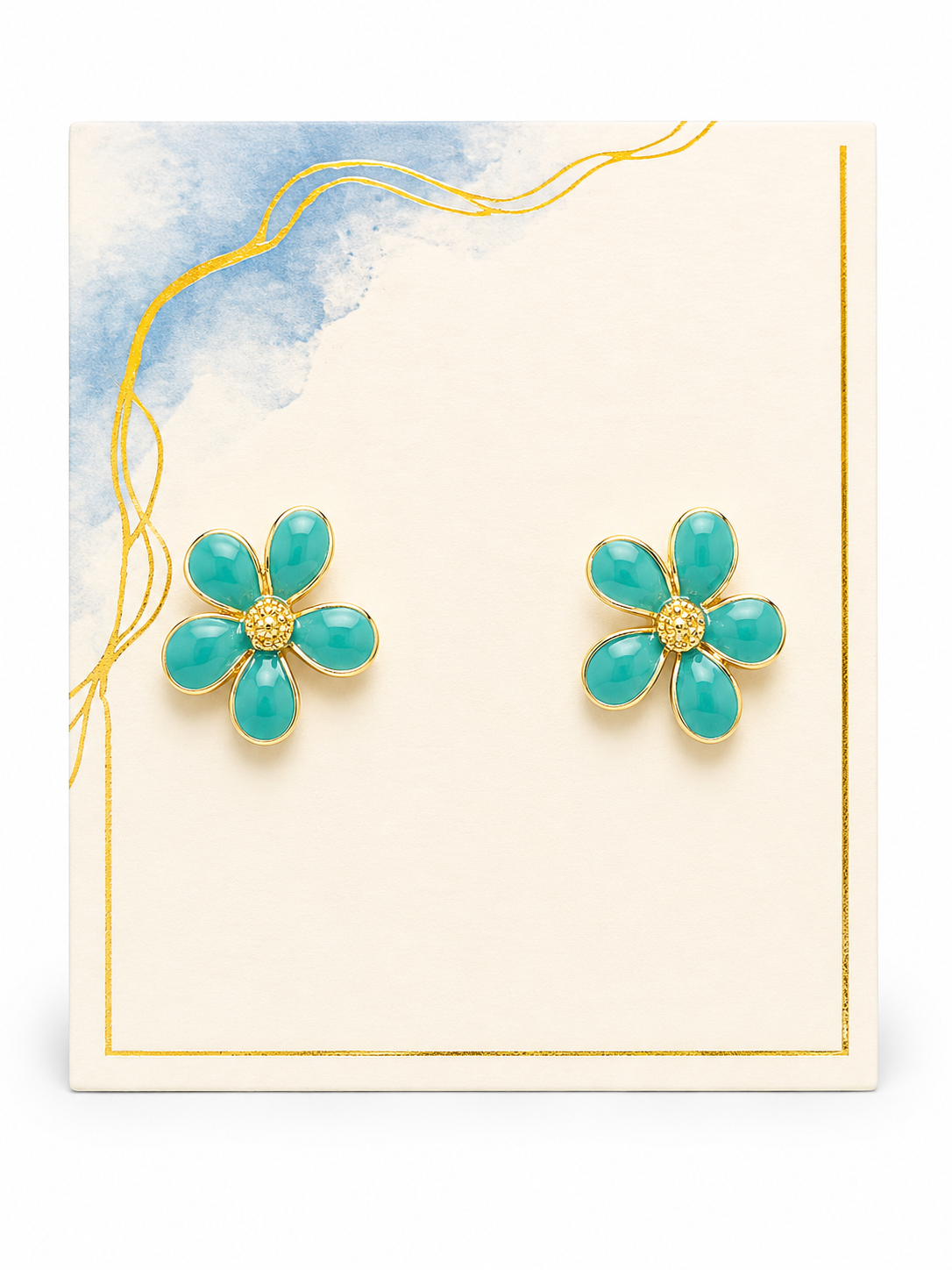 Shiny Happy Flower in Teal Earring