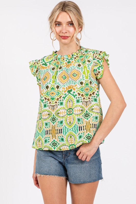 Bohemian Printed Sleeveless Top