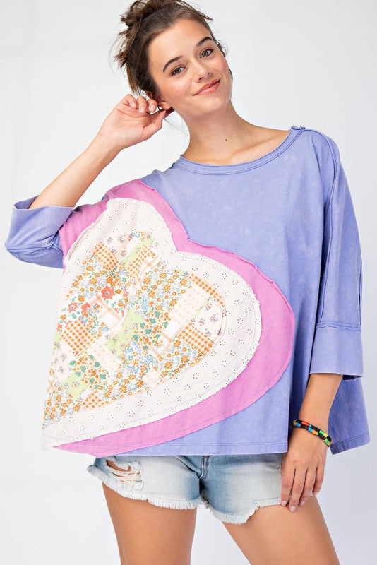 Heart Patch Mineral Washed Knit Top