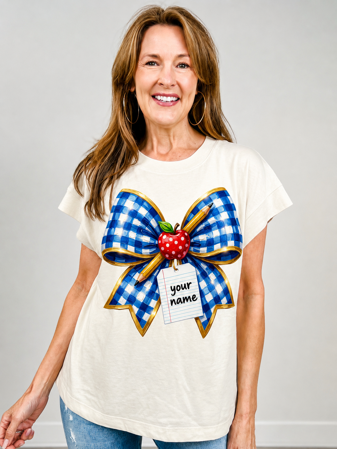 CUSTOM Teacher Bow Graphic Tee