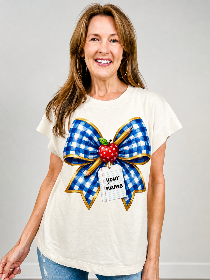 CUSTOM Teacher Bow Graphic Tee
