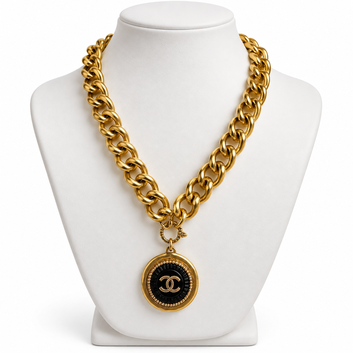 Chunky Black Cameo Necklace