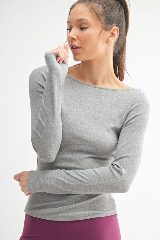 Barely There Boat Neck Micro-Ribbed Top - GROUP A