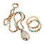 8MM Natural Stone Drop Pendant Necklace & Matching Stack Bracelet Set in Brown