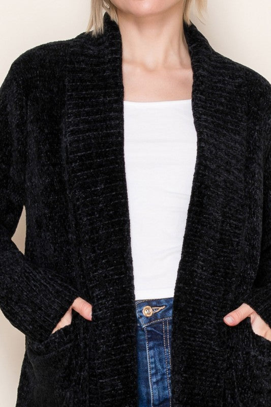 Long Sleeve Solid Knit Open Front Cardigan